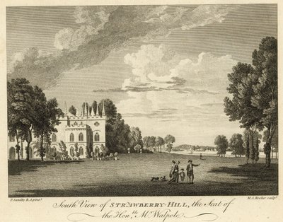 Widok z południa na Strawberry Hill, Twickenham, Londyn, siedzibę Honorowego Horace Walpole autorstwa Paul Sandby