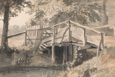 Strumień i drewniany most autorstwa Paul Sandby