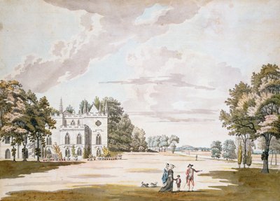 Front południowy Strawberry Hill, XVIII wiek (wc, pióro i atrament na papierze) autorstwa Paul Sandby