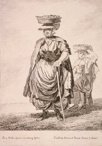 Dwóch sprzedawców ostryg, Cries of London, 1760 autorstwa Paul Sandby