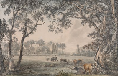 Opactwo Valley Cross, Denbighshire, 1770-79. autorstwa Paul Sandby