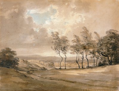 Widok Hampstead Heath (akwarela na papierze) autorstwa Paul Sandby