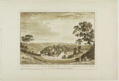 Wynnstay, siedziba Sir Watkina Williamsa Wynn Bart z domku nad Nowym Mostem nad rzeką Dee, Denbigh Shire autorstwa Paul Sandby