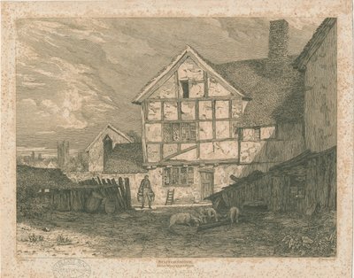 Wolverhampton - Ruiny domu szachulcowego: staloryt, bd [ok. 1815] autorstwa Paul Sandby Munn