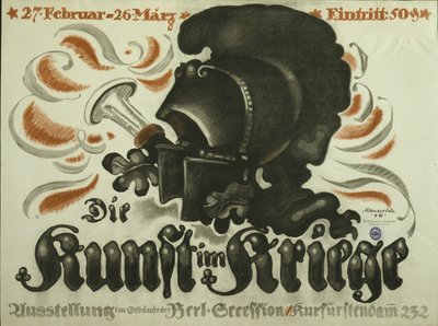Plakat reklamujący wystawę „Sztuka na wojnie” autorstwa Paul Scheurich