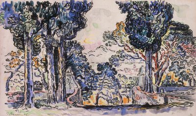 Cyprysy w Sainte-Anne Saint Tropez autorstwa Paul Signac