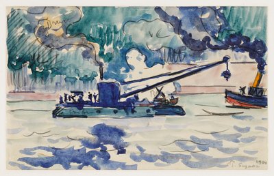 Pływający dźwig i holownik autorstwa Paul Signac