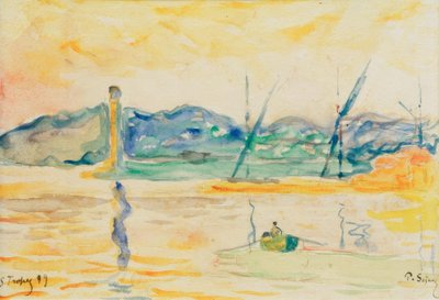Wejście do portu w Saint-Tropez o zachodzie słońca autorstwa Paul Signac