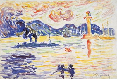 Port Saint-Tropez z niszczycielem Midi de la France autorstwa Paul Signac