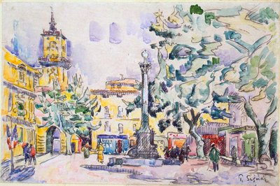 Plac Hotel de Ville w Aix-en-Provence, początek XX wieku autorstwa Paul Signac