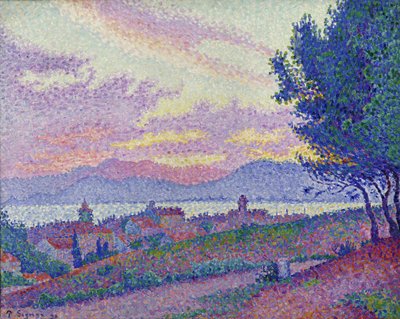 Widok Saint-Tropez, zachód słońca nad lasem sosnowym, 1896. autorstwa Paul Signac