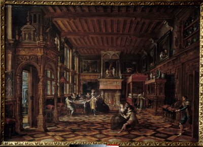 Flamandzkie wnętrze. Obraz Paulusa Vredemana De Vriesa (1567-1630) autorstwa Paul Vredeman de Vries