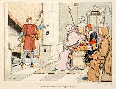 Ilustracja zaczerpnięta z książki „”Joan of Arc”” Theodore Cahu i zilustrowana przez Paula De Semant (1855-1915): Joanna d’Arc przesłuchiwana przez eveque Cauchon autorstwa Paul de Semant