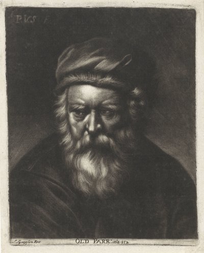 Portret van Thomasa Parra Stary Parr: aeta 152 (tytuł na obiekcie) autorstwa Paul van Somer (II)
