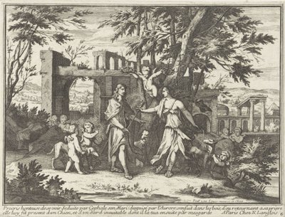 Prokrys i przebrany Cefalus Przedstawienia mitologiczne w pejzażach (tytuł serii) autorstwa Paul van Somer (II)