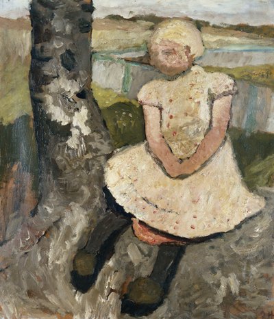 Dziecko siedzące pod drzewem; Dziecko siedzące pod drzewem, ok. 1905 r. autorstwa Paula Modersohn Becker