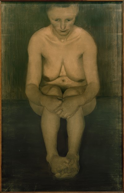 Siedząca kobieta nago, przodem ze stopami ułożonymi jedna na drugiej autorstwa Paula Modersohn Becker