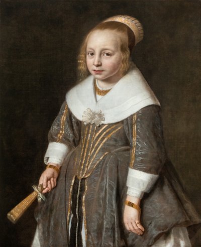 Portret młodej dziewczyny trzymającej wachlarz autorstwa Paulus Hennekyn
