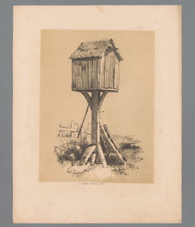 Krajobraz z gołębnikiem Malownicze twarze Paulusa Lautersa (tytuł serii) Etrennes pittoresques pour 1839, par Lauters (tytuł serii) autorstwa Paulus Lauters