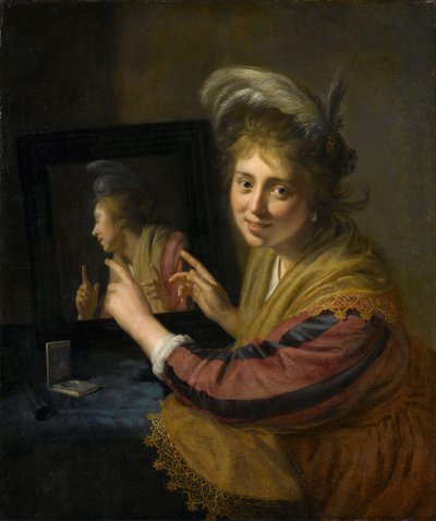 Dziewczyna w lustrze autorstwa Paulus Moreelse