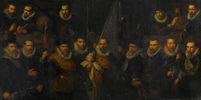 Oficerowie i inni gwardziści obywatelscy III Dystryktu Amsterdamu pod dowództwem kapitana Jacoba Gerritsza Hoyngha i porucznika Nanningha Florisza Cloecka autorstwa Paulus Moreelse