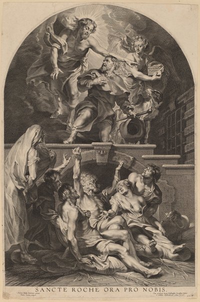 Jezus Chrystus ukazujący się świętemu Roch autorstwa Paulus Pontius, after Sir Peter Paul Rubens