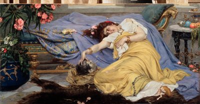 Fulvia (Fulvie Flacca Bambula, 77-40 av J-C) avec la tete de Cicero (Marcus Tullius Cicero autorstwa Pavel Alexandrovich Svedomsky