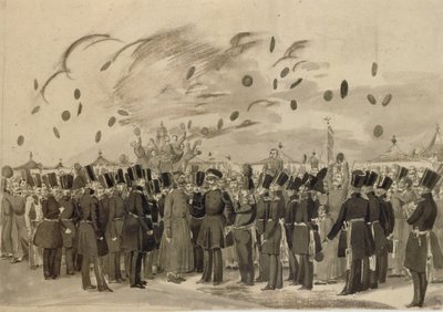 Wielki Książę Michaił Pawłowicz Wizyta w obozie Pułku Ratowników Fińskich 8 lipca 1837 r. autorstwa Pavel Andreevich Fedotov