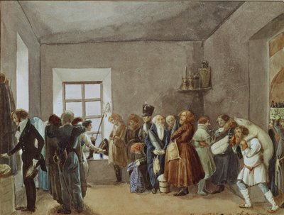 Recepcja Komisarzy Policji w noc przedświąteczną, 1837 r. autorstwa Pavel Andreevich Fedotov