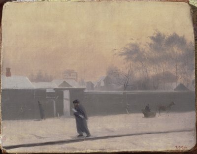 Ulica Zimowa na Wyspie Wasiljewskiej, Petersburg, ok. 1851 r. autorstwa Pavel Andreevich Fedotov
