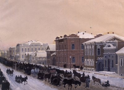 Tomsk, ul. Magistratskaya podczas zapusty 1897, 1897. autorstwa Pavel Mikhaylovich Kosharov