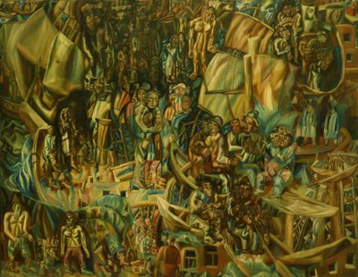 Kompozycja. Statki, 1913-1915 autorstwa Pavel Nikolayevich Filonov