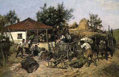 Chłopi ładują wózek autorstwa Pawel Kowalewsky