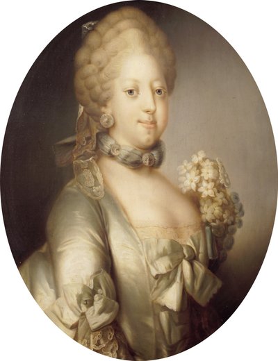 Portret Karoliny Matyldy z Wielkiej Brytanii 1751-1775, królowej Danii, ok. 1767. autorstwa Peder Als