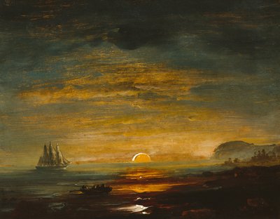 Krajobraz wybrzeża z zachodem słońca autorstwa Peder Balke