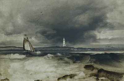 Latarnia morska (olej na panelu) autorstwa Peder Balke
