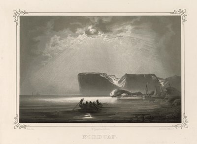 Nordcap. Ilustracja zaczerpnięta z książki Norway wyprodukowanej w Drawings by Asbjørnsen, P.Chr. i wydane przez Chr. Tønsberga (nr 1848) autorstwa Peder Balke