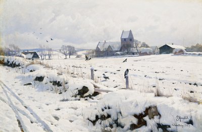 Zimowy krajobraz, Holmstrup autorstwa Peder Monsted