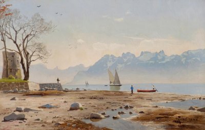 Jezioro Genewskie z Tour Haldimand / obraz P.Mönsted autorstwa Peder Monsted