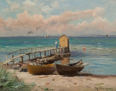 P.Mönsted, domy kąpielowe na plaży autorstwa Peder Monsted