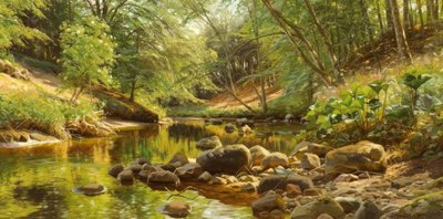 P.Mönsted, Słoneczny Strumień Leśny autorstwa Peder Monsted