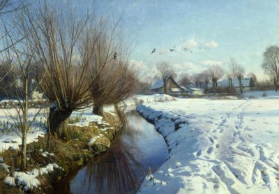 Słoneczny zimowy dzień nad strumykiem autorstwa Peder Monsted