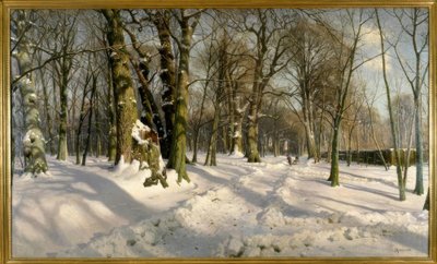 Śnieżny zimowy las w słońcu autorstwa Peder Monsted