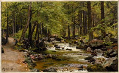Leśny strumień na wiosnę autorstwa Peder Monsted