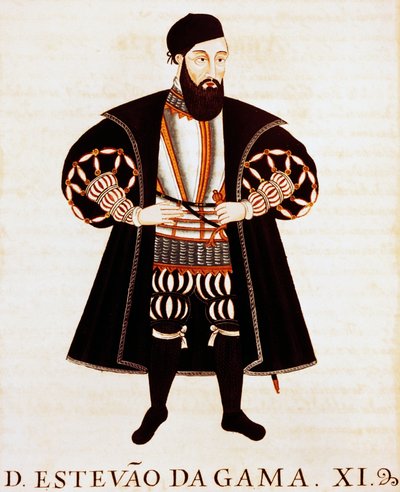 Estevao Da Gama (ok. 1505-1576), miniatura z traktatu Brieve lub epilogu Vizos-Reys of India autorstwa Pedro Barretto de Resende