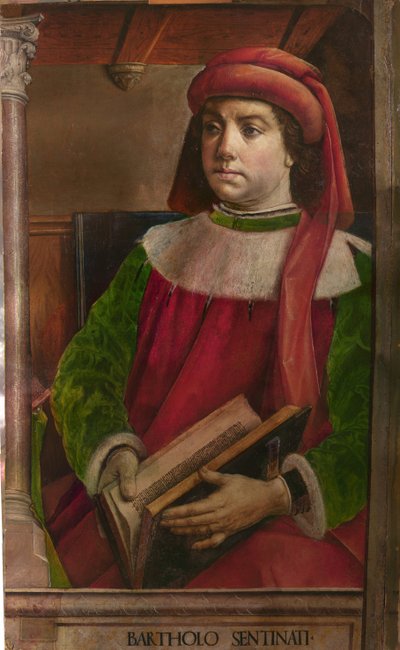 Bartole en łac. Bartolus de Saxoferrato (1313-1356) - Bartolus de Saxoferrato par Berruguete, Pedro (1450-1503). Olej na drewnie, format: 95x57, ok. 1473-1475, Galeria Narodowa Marchii, Urbino autorstwa Pedro Berruguete