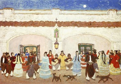 Taniec na patio; Baile en el Patio autorstwa Pedro Figari