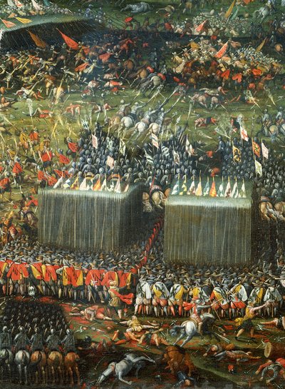 Klęska i ucieczka wojsk węgierskich i czeskich pokonanych przez wojska cesarskie, Fragment bitwy na Białej Górze pod Pragą w dniach 7-8 listopada 1620 r., autor Pieter Snayers, obraz w Santa Maria della Vittoria, Rzym. Wojna trzydziestoletnia, Republika Cz autorstwa Peeter Snayers