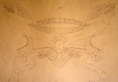 Rysunek stołka w kształcie kopyta z nogami, ok. 1837 (rysunek) autorstwa Pelagio Palagi