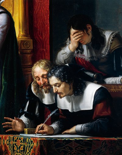 Gustaw II Adolf Waza składa przysięgę wierności swojej córce Cristinie, detal, dł. Pelagiusz Pelagi (1775-1860), olej, płótno autorstwa Pelagio Palagi